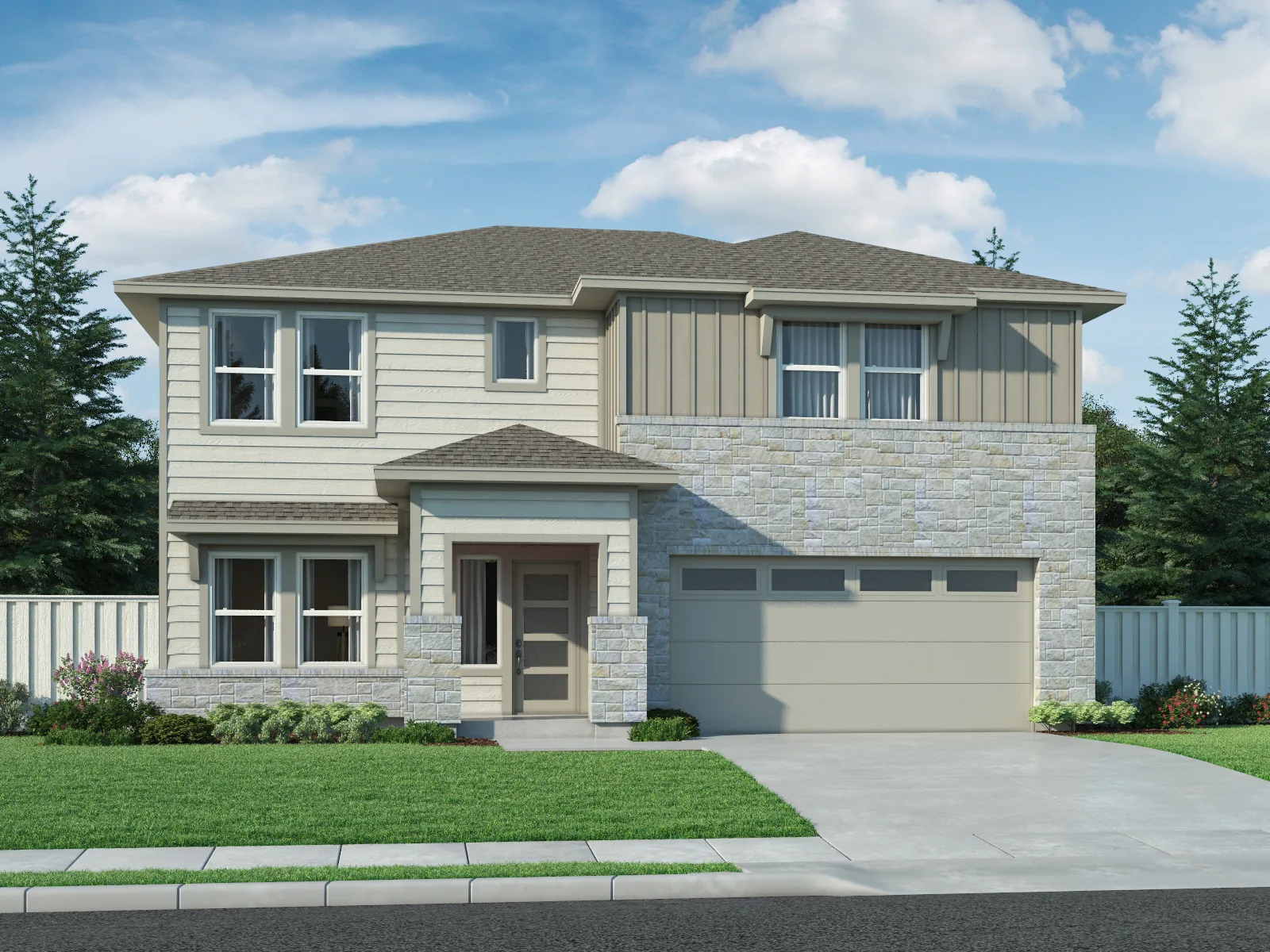Builder rendering of a Meritage Homes home in Lakeside Meadows, Pflugerville
