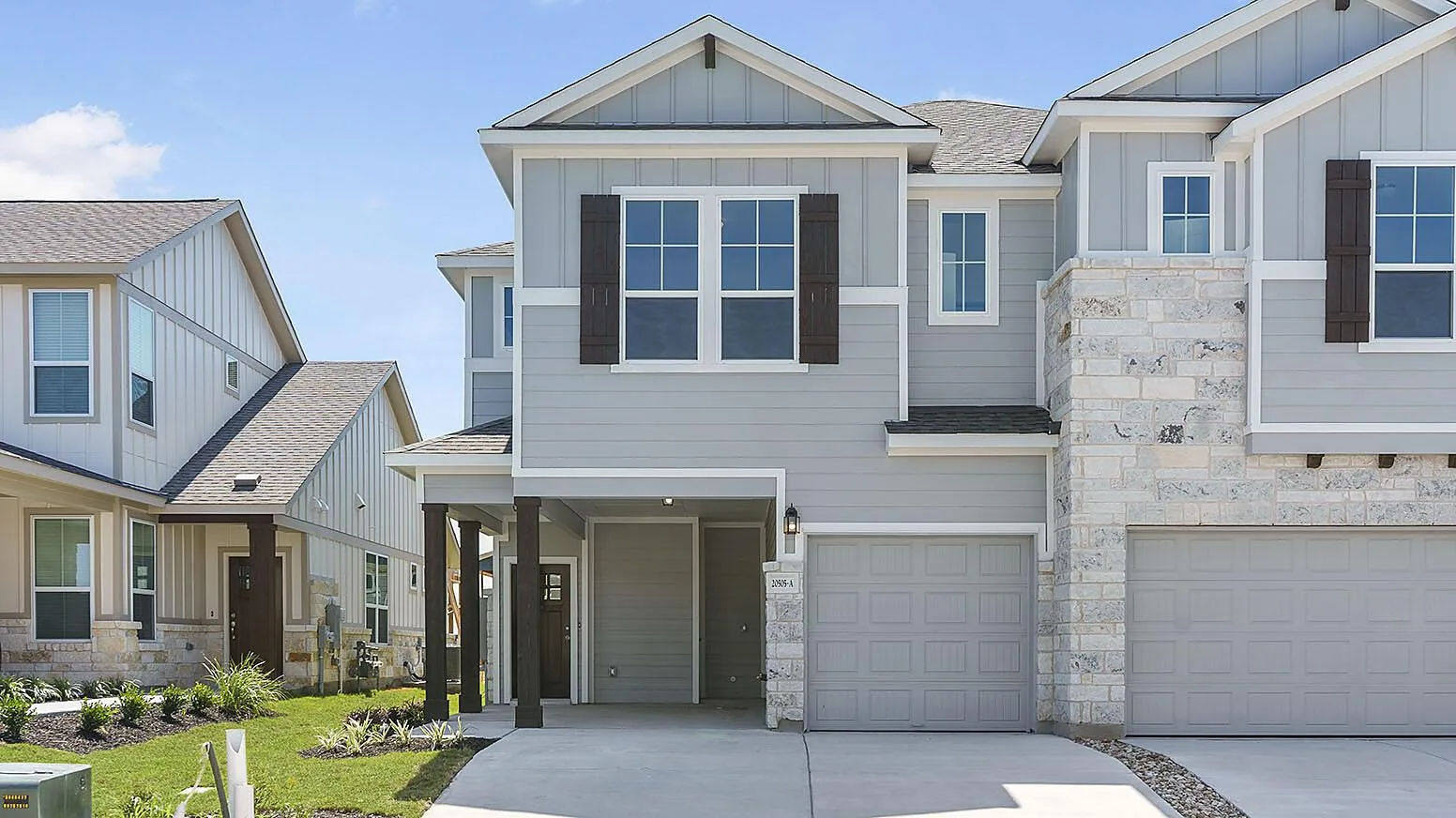 Exterior of a Empire Homes home in Villas at Rowe, Pflugerville