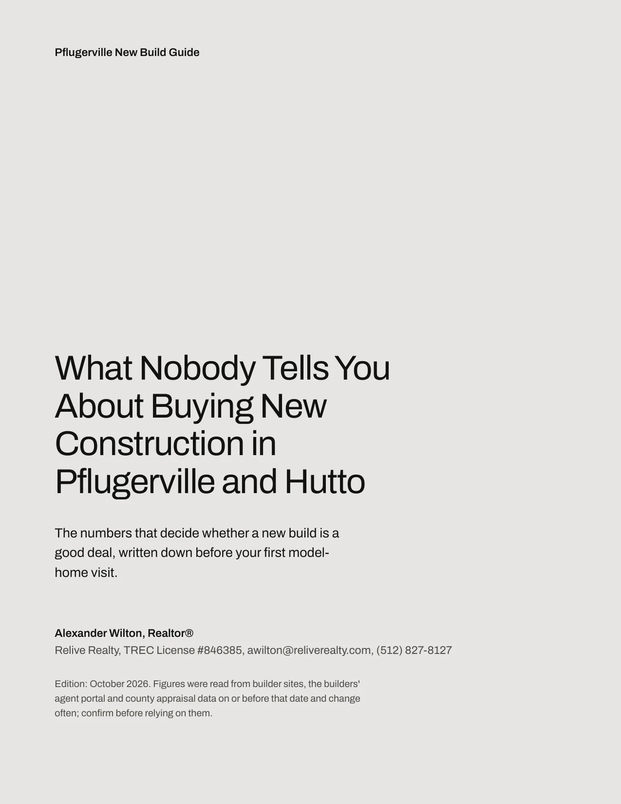 Cover of the guide "What Nobody Tells You About Buying New Construction in Pflugerville and Hutto"